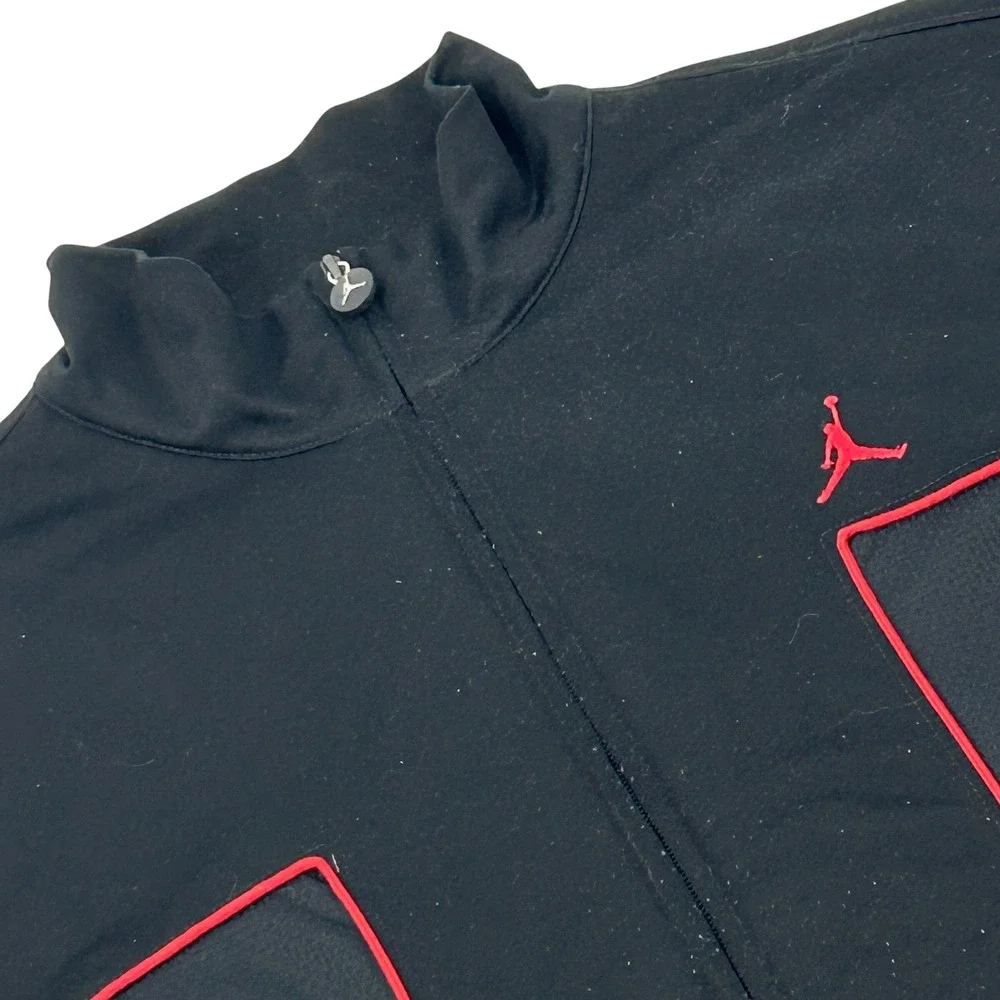 Jordan‎ Track Jacket Men Large Black Red Piping Jumpman Full Zip Mock Neck